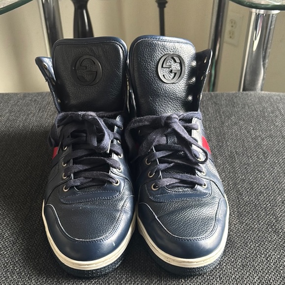 Gucci Men's Navy High-Top Sneakers - Picture 4 of 16